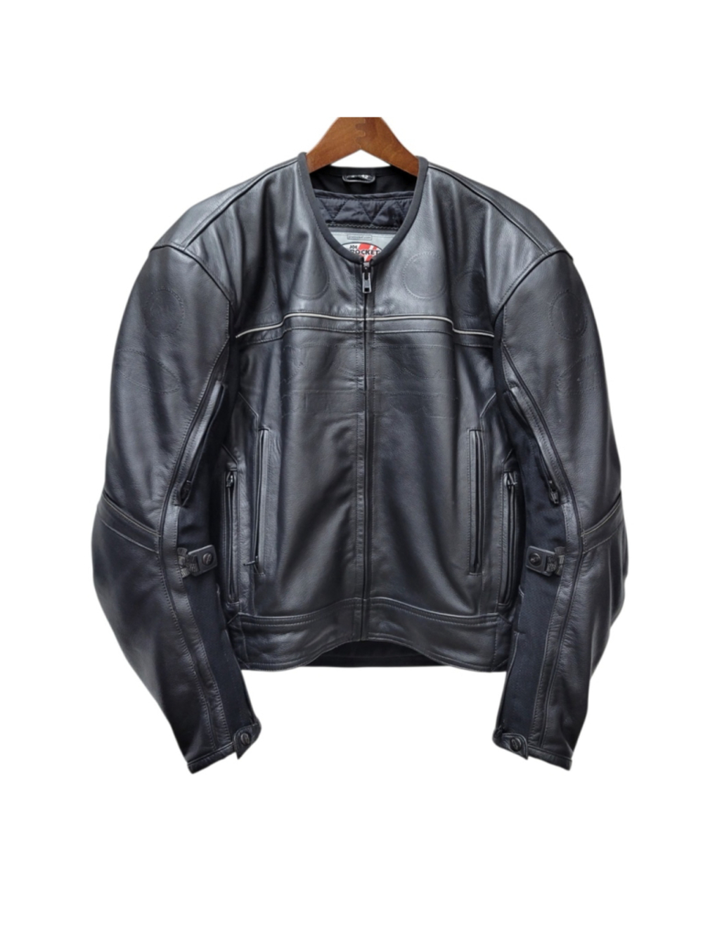 Joe Rocket Mens Black Leather Shoulders & Elbows Armor Motorcycle Jacket Size 42